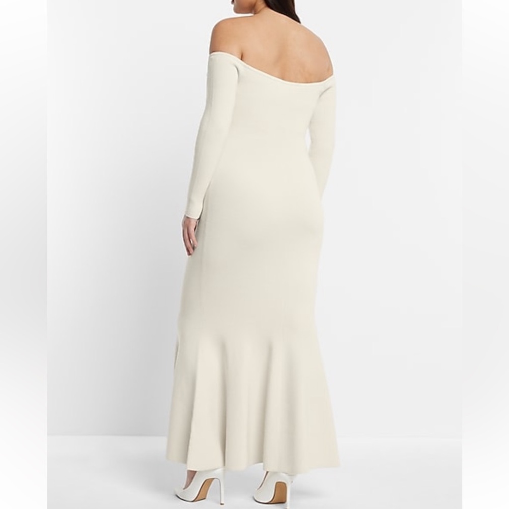 Express Bridal off the shoulder Sweater Maxi Dress - Picture 5 of 6